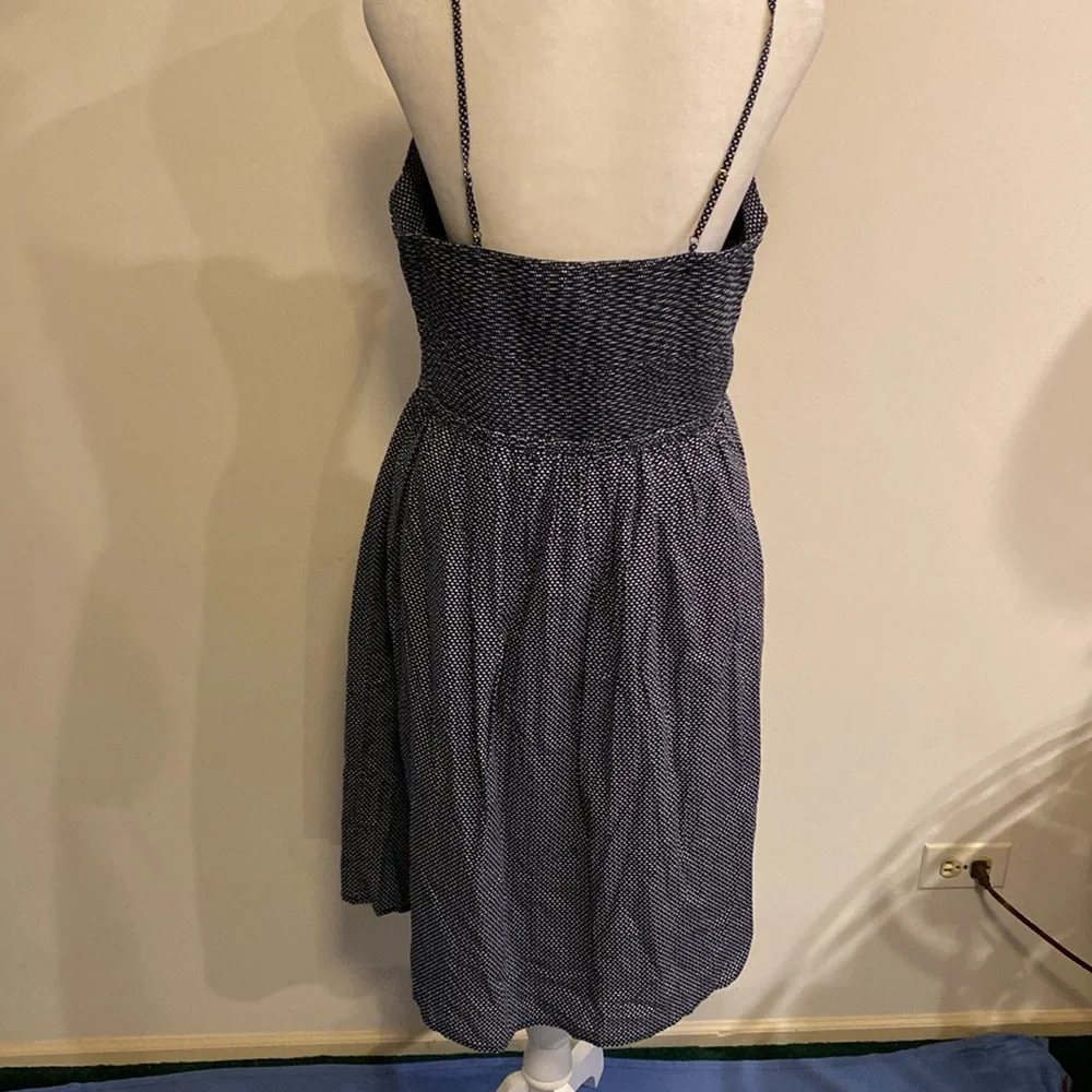 J Crew blue and white spaghetti strips summer dress with lining size 16.